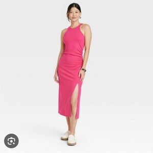 A New Day Ruched Pink Sleeveless Dress